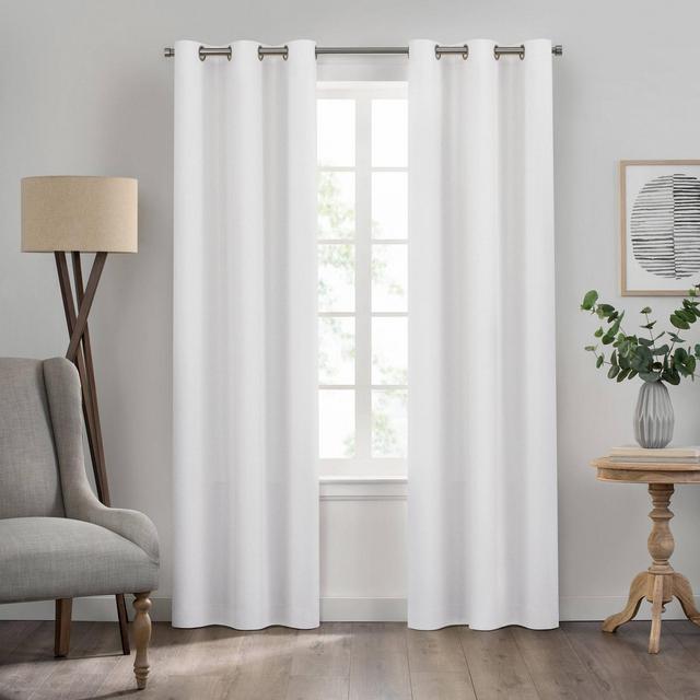 54" Kendall Grommet Solid Textured Thermaback Blackout Curtain Panel White - Eclipse