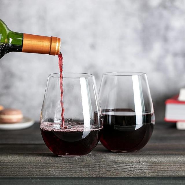 Yaschmo Stemless Wine Glasses Set of 4, Large 22 oz Red & White Wine Glass, Hand Blown Lead-Free Crystal, Ideal Gift for Women,Men, Wedding, Birthday, Christmas