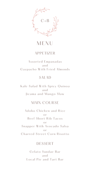 Dargrove | Dusty Peach | Zola Wedding Menus