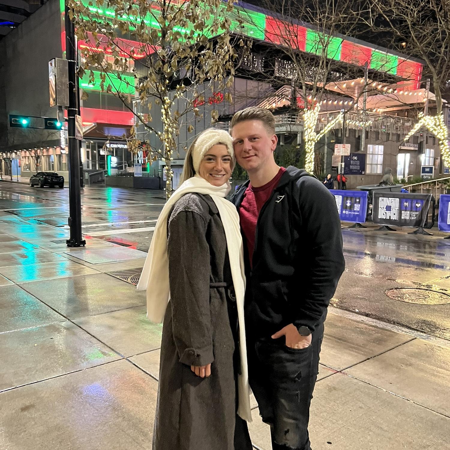 Right in front of the place we got engaged at