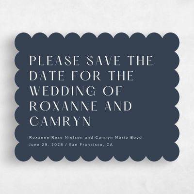 Blue Scalloped Wedding Save the Date - Cerrito Type