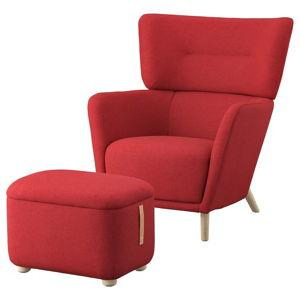 IKEA: OSKARSHAMN (RED) Wing chair w/ ottoman