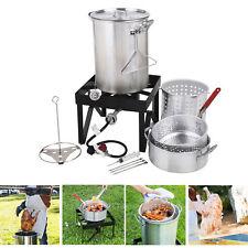 30 Qt. Aluminium Thanksgiving Turkey Deep Fryer Kit Steamer Pot Propane LP