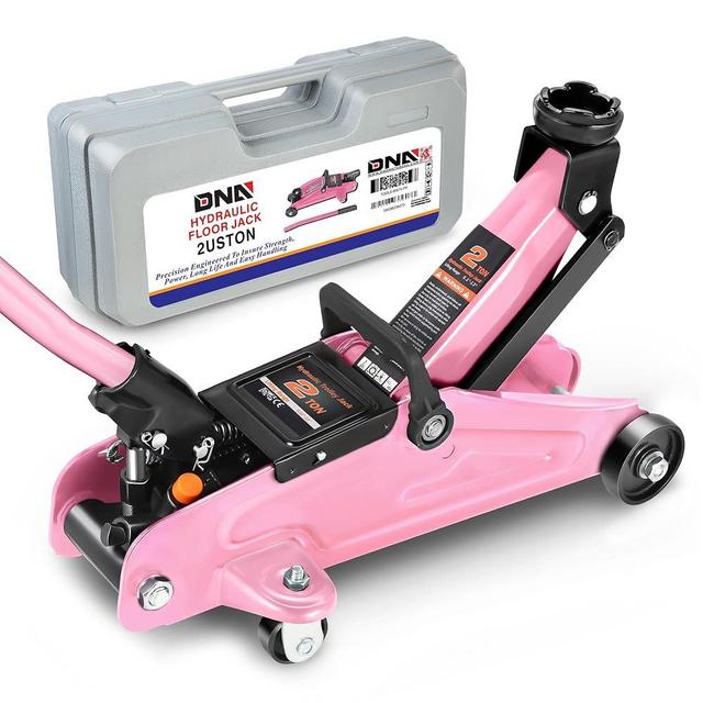 DNA MOTORING Low Profile Hydraulic Trolley Service/Floor Jack, 2 Ton (4000 lbs) Capacity, Lifting Range 5.1"-13", Pink, TOOLS-00474-PK