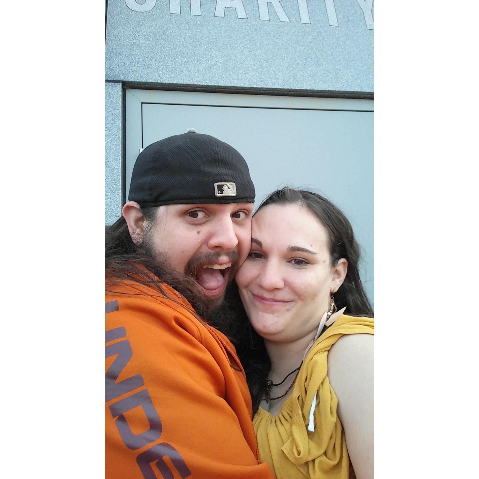 One of our first dates. We went for a hike in Alto Pass and went to Bald Knob Cross.
