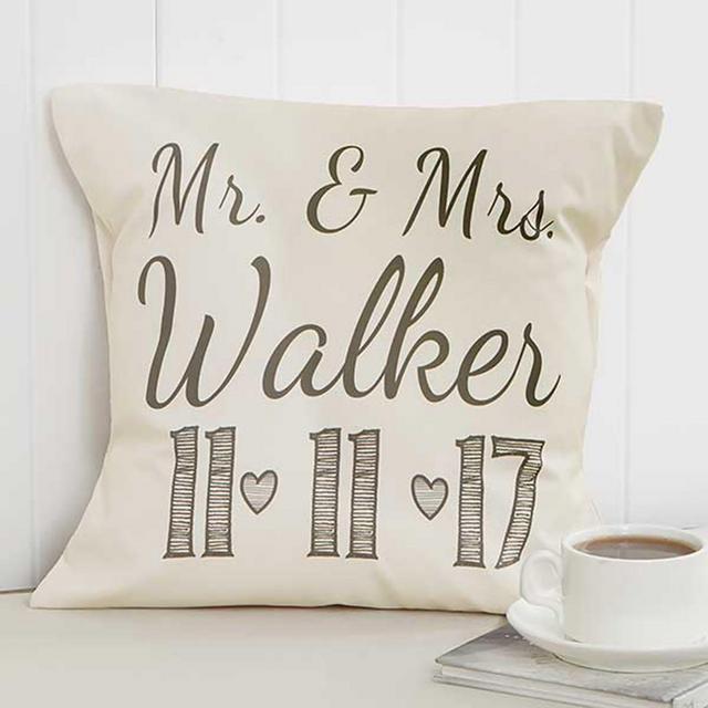 Our Wedding Date 14-Inch Square Throw Pillow