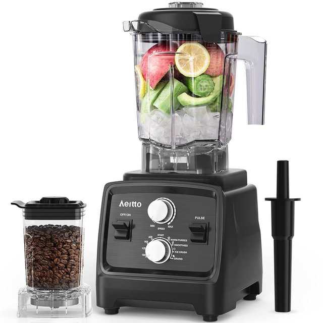Aeitto Blenders for Kitchen with 1800W Motor, 68Oz. Large Capacity, 2-in-1 Blender & Grinder Combo, BPA-Free Countertop Professional Blender for Smoothies, Ice Crush, Frozen Drinks, Black