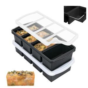ZIP STANDING Silicone Freezer Trays with Lid,1-cup Soup Freezer Container large Ice Cube Molds with Reinforced Steel Ring Top for freezing Soup Sauce Broth Leftovers oven Dishwasher -Safe(2-Pack)