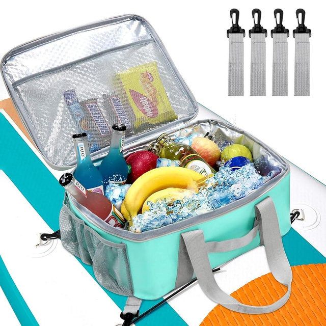 Paddle Board Cooler Bag, Waterproof Portable Deck Bag with Top Mesh Pocket,Kayak Cooler Bag with Side Pouches for Water Bottles,Inflatable Paddle Board Accessories Coolers for Sup, Kayak
