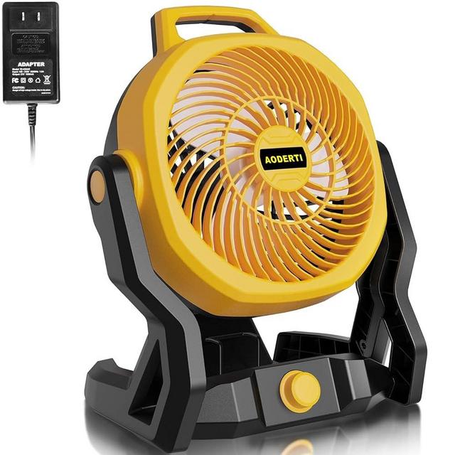 Battery Operated Fan for Dewalt 20V Max Battery, Cordless Camping Fan, Highest 650 CFM with AC Adapter, Variable Speed Battery Powered Fan, Low Noise Jobsite Fan, Hook for Hanging (Bare Tool Only)