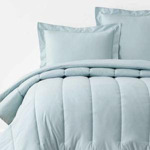 Solid Garment Washed Cotton Percale Comforter - Color: Cloud Blue