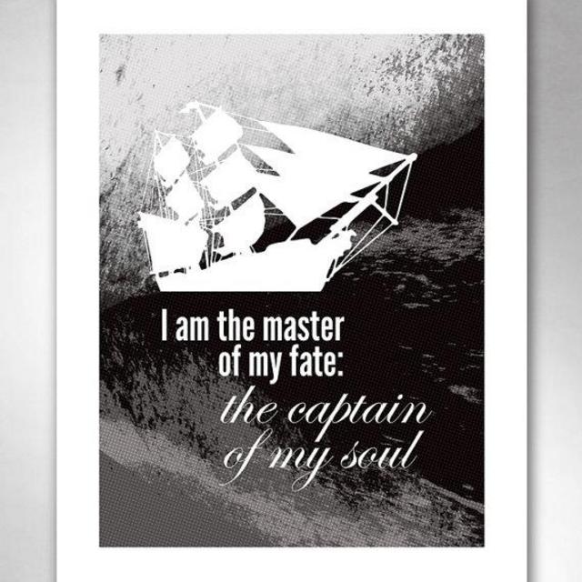 CAPTAIN of my SOUL Invictus Inspirational Black and White Art Print 11x14 by Rob Ozborne
