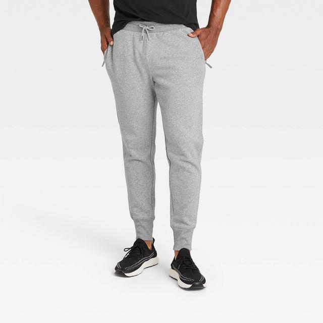 Men's Cotton Tapered Fleece Joggers - All in Motion™ Light Gray Heather XL