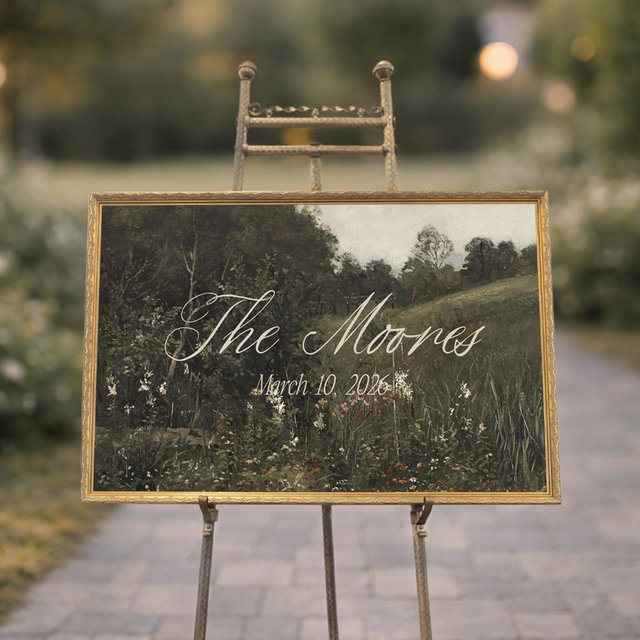 Personalized Vintage Wedding Welcome Sign | Gold Frame | N207