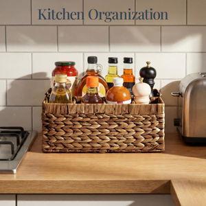 Best Choice Products Handwoven Silverware Organizer w/Handle, 5 Compartment Flatware Organizer, Shelf Storage Basket, Wicker Utensil Caddy, Cutlery Basket Holder for Party, Picnic, BBQ - Chestnut