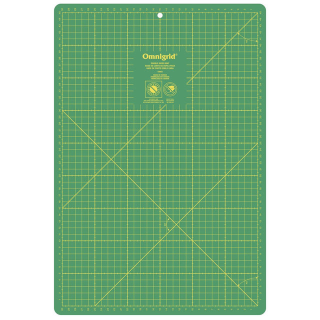 Omnigrid 12" x 18" Double Sided Cutting Mat: Vinyl Craft Mat for HTV & Hand Cutting, Large Green Surface
