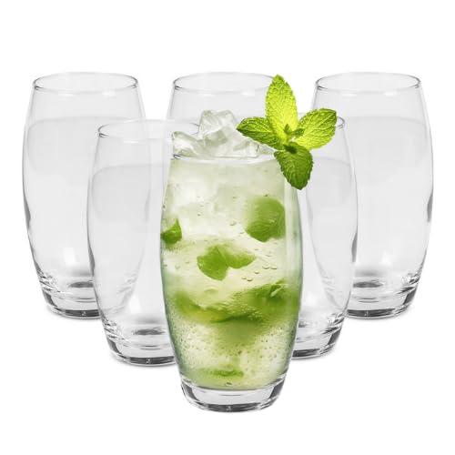 Secenart SECEN LONDON-Set of 6 Highball Glasses, Tall Glass Tumbler 510ml,Juice Glasses, Beer Glasses, Water Glasses, Cocktail Glasses Milkshake Milk Iced Tea Soda Glasses,Tall Hi Ball Glass