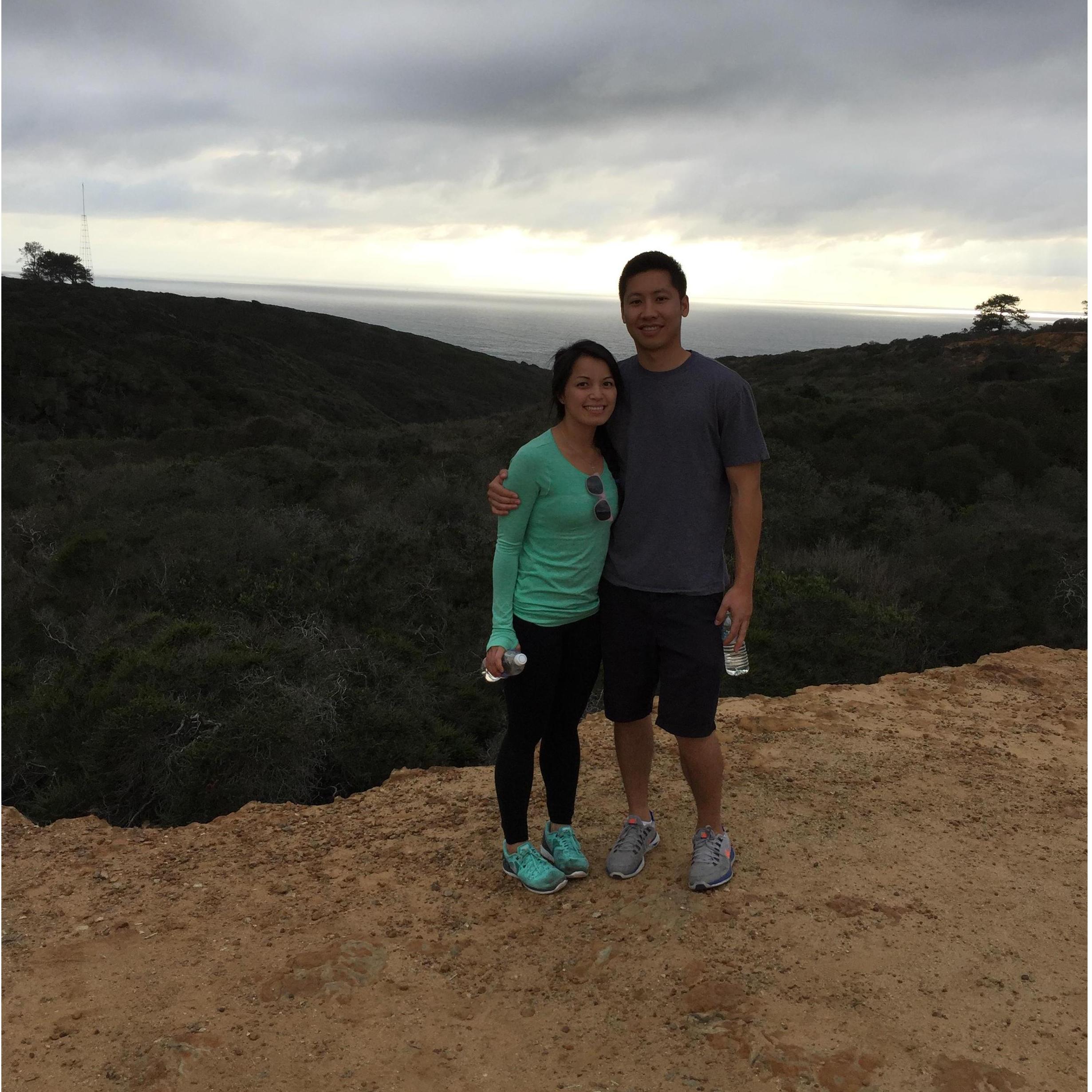 This was taken at Torrey Pines Trail, our first weekend getaway together. We're so adventurous :p