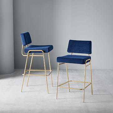 Wire Frame Velvet Bar + Counter Stools