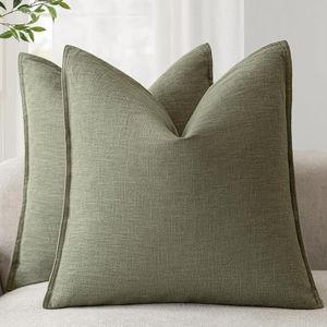 Pillow Covers set of 2, Olive Branch Green