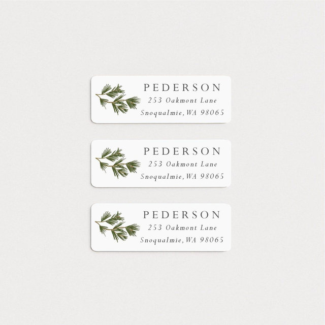 Set of 30 Weatherproof Return Address Labels: Holiday Stickers, Pine Branch, Holiday Labels, Christmas Label