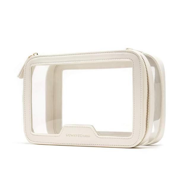 Rownyeon Clear Makeup Case Toiletry Bag Multipurpose Travel Makeup Train Case Portable Cosmetic Organizer Transparent Storage Bag White
