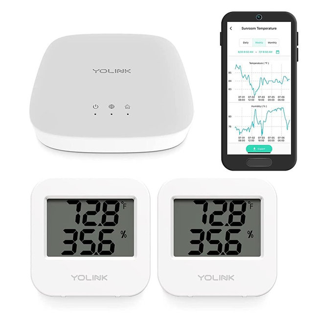 Smart Wireless Temperature / Humidity Sensor Wide Range (-22 to 158 degrees) for Freezer Fridge Monitoring Pet Cage/Tank Monitoring Smartphone Alerts, Works with Alexa IFTTT, 2 Pack - Hub Included