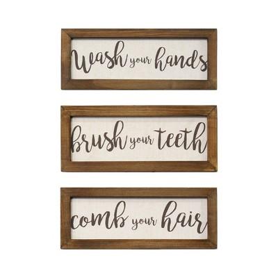 (Set of 3)Printed Linen Bathroom Rules Wall Art - Stratton Home Decor