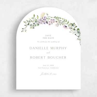 Purple Arch Wedding Save the Date - Rydal Portrait