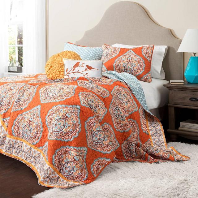 Harley Quilt 5 Piece Set (King)Tangerine - Lush Décor