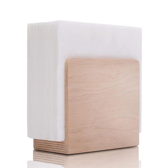Wooden Light Brown Napkin Holder - Rustic Napkin Holder for Kitchen Tables & Countertops - Paper Napkin Holder - Tissue Dispenser - Kitchen & Bar Accessories