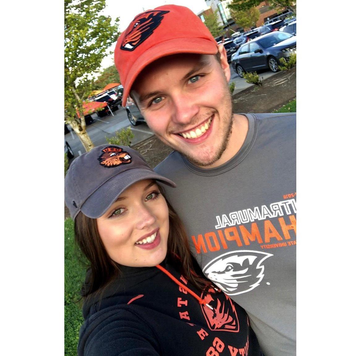 Cheering on out favorite team, go BEAVS!