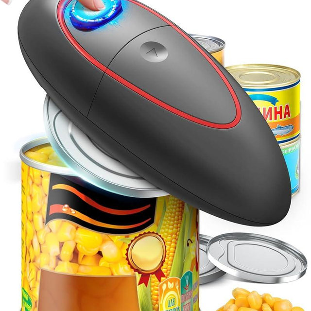 One Touch Electric Can Opener Fits Almost All Can Sizes for Seniors with Arthritis, Hand Held Battery Operated Can Opener with Smooth Edge, Food Safe Kitchen Gadgets Automatic Can Opener for Kitchen