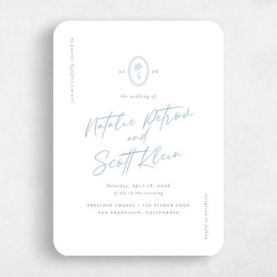 Blue Rounded Wedding Invitation - Gemma Classic