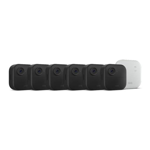 Blink Outdoor 4 XR (newest model) – two-year battery wireless camera with 4x security coverage, 1000 ft open-air range or 400 ft with typical use — 6 camera system