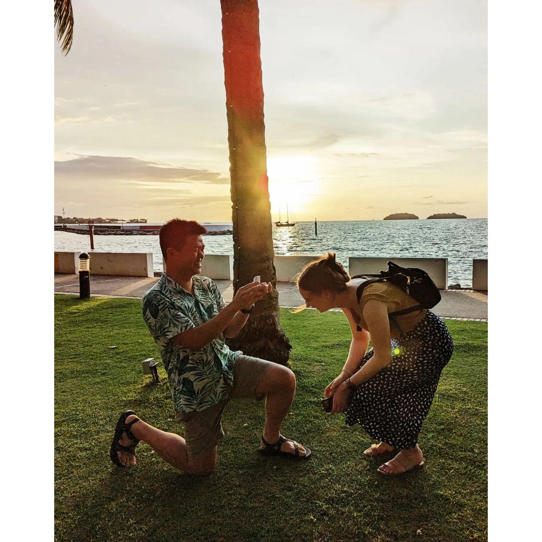 We got engaged at this beautiful sunset, unforgettable moment of our lives!