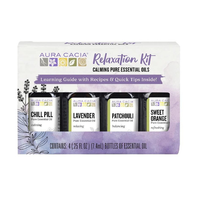 Aura Cacia Relaxation Kit | GC/MS Tested for Purity | 4 Bottles 7.4ml (0.25 fl. oz.)