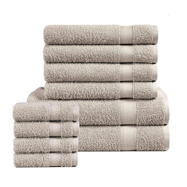 10 PC Large Bathroom Towels Set, 100% Cotton Quick Dry Bath Towels for Bathroom 2PC, 4 Hand Towels and Washcloths Sets, Spa and Gym Shower Towels, Soft Hotel Quality Super Absorbent Towels - Platinum