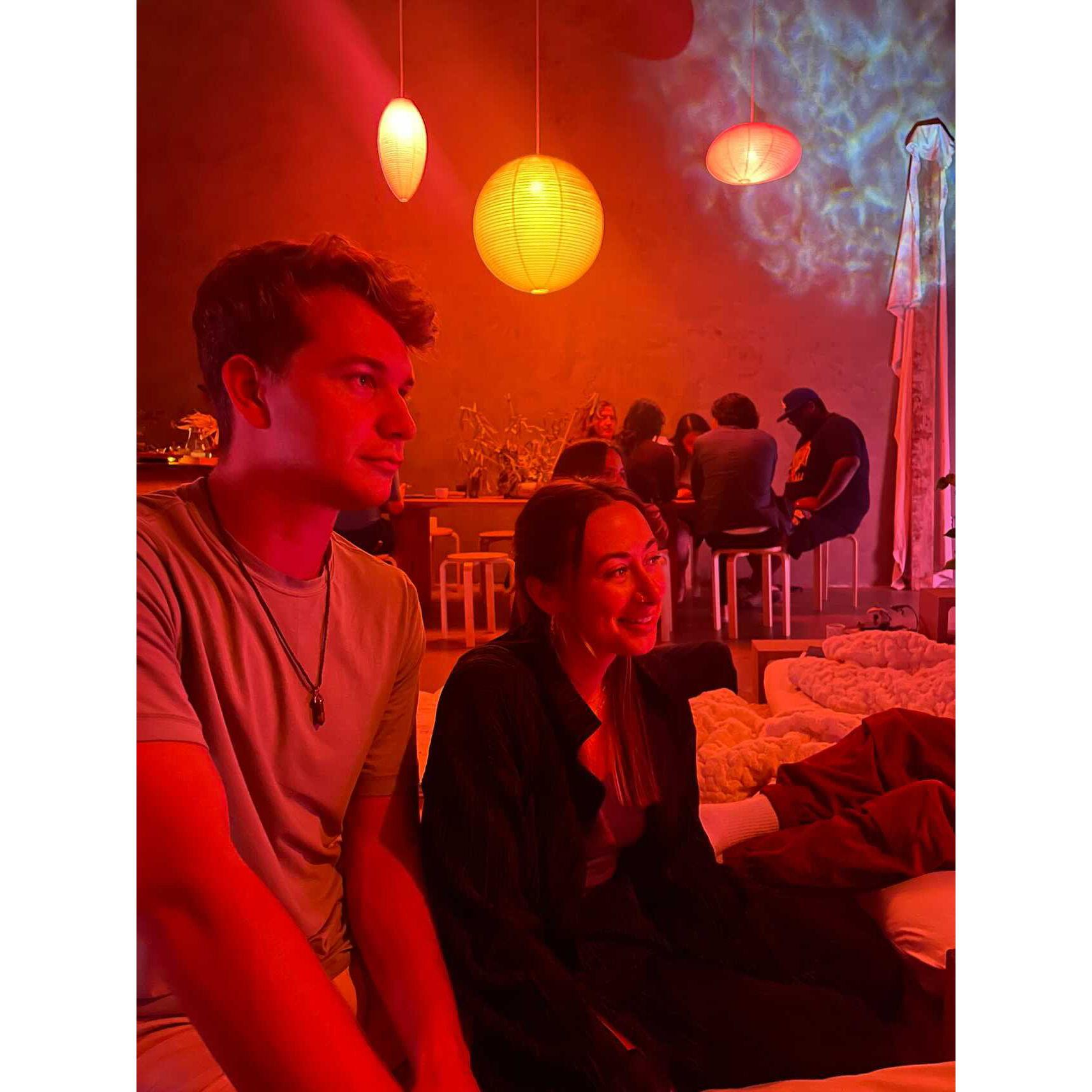 Victoria & Leo enjoying one of their favorite tea houses in Los Angeles.