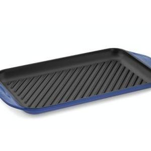 Le Creuset Signature Cast-Iron Double-Burner Skinny Grill, Lapis