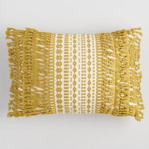 Chartreuse Green Geo Fringe Indoor Outdoor Lumbar Pillow