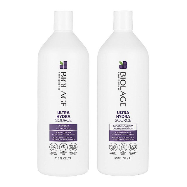 Biolage Ultra Hydra Source Shampoo & Conditioner Set | Anti-Frizz Deep Conditioner Renews Hair's Moisture | For Very Dry Hair | Silicone-Free | Vegan