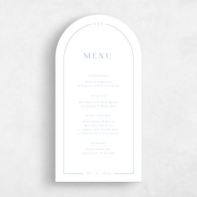 Dark Pastel Blue Wedding Menu - Barga