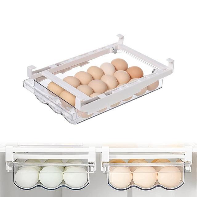 Egg Drawer for Refrigerator, Refrigerator Organizer Bins, Hanging Egg Holder Tray Egg Storage Container for Refrigerator, Pull-Out Fridge Drawer Organizer