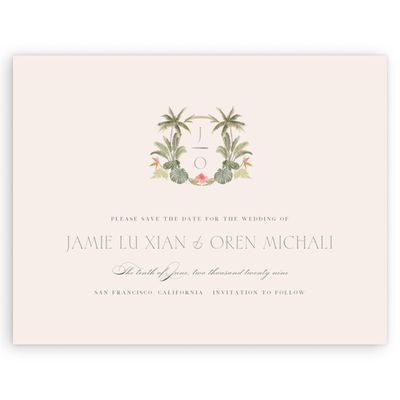 Linen, Beige Wedding Digital Save the Date - Somrig Landscape
