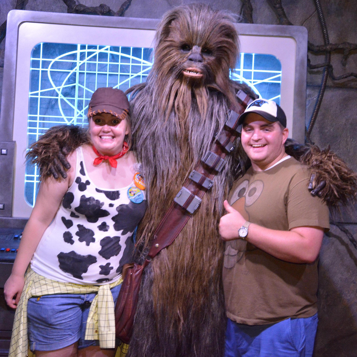 Meeting one of our heroes at Disney World!  Sarah's sister Carys managed to talk us all into Toy Story themed Disneybound outfits for our first visit to the Magic Kingdom!