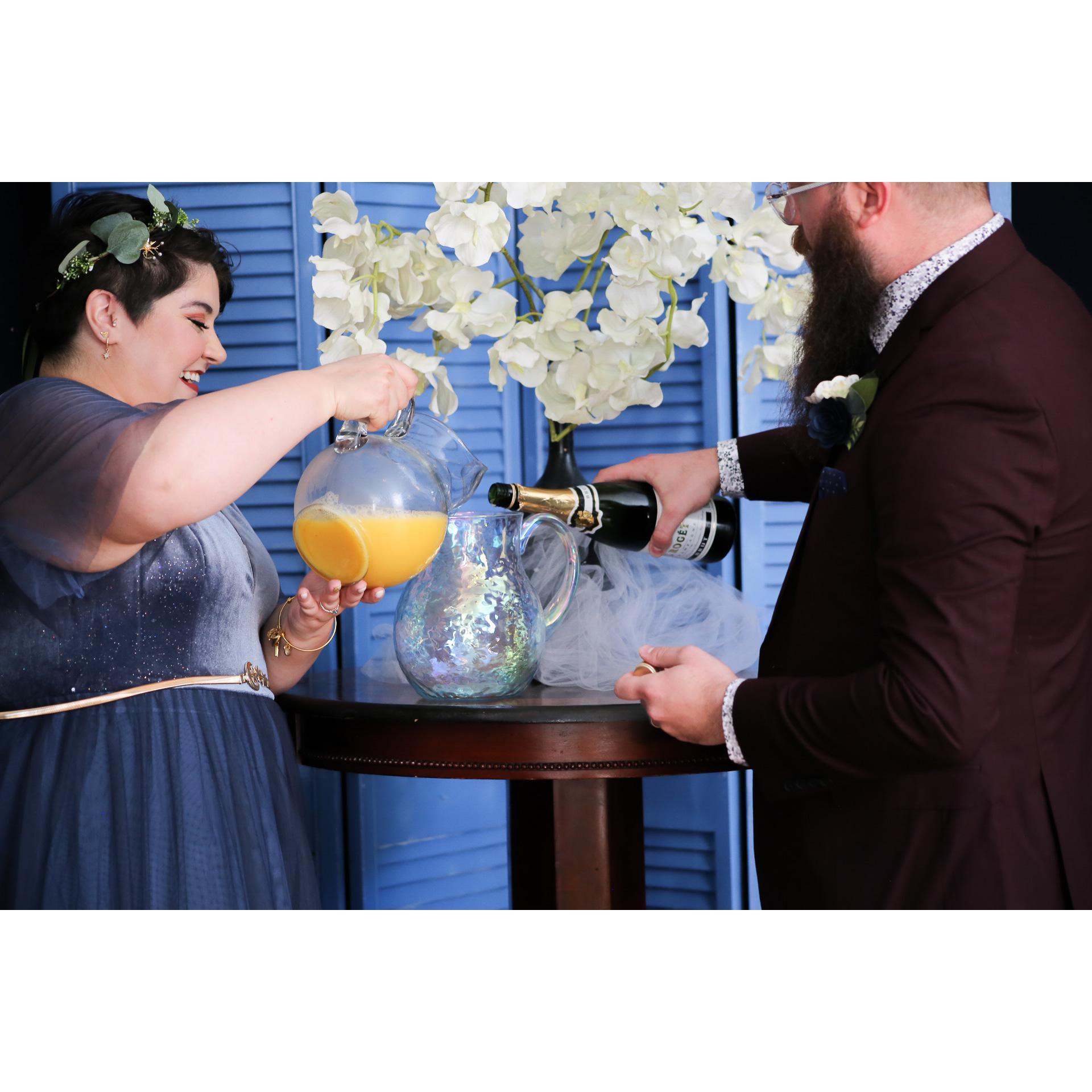 For our unity celebration, we poured mimosa. It felt very on-brand for us.