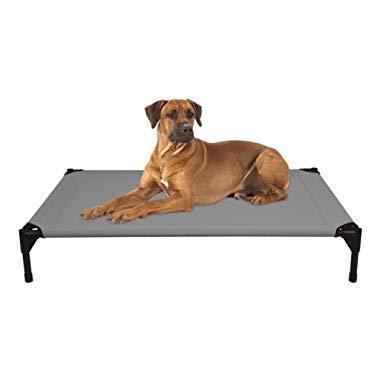 Veehoo Elevated Dog Bed, Portable Raised Pet Cot, Waterproof & Breathable Mat, Durable Textilene Mesh Fabric, No-Slip Feet, Indoor or Outdoor Use