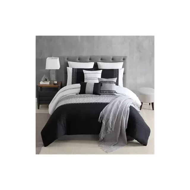 Hilden 10-Piece King Comforter Set in Black/Grey