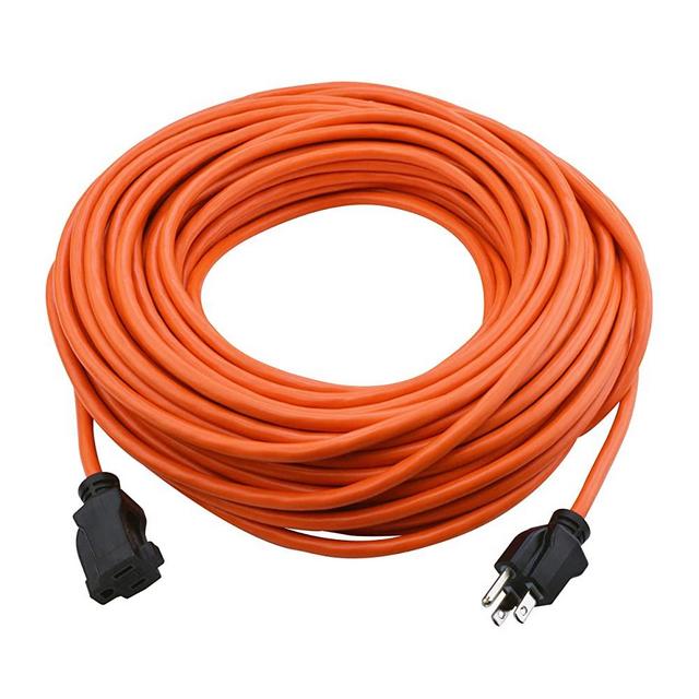 Clear Power 100 ft Outdoor Extension Cord 16/3 Gauge, Orange, Water & Weather Resistant, Flame Retardant, 3 Prong Polarized Plug